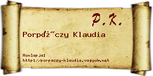 Porpáczy Klaudia névjegykártya